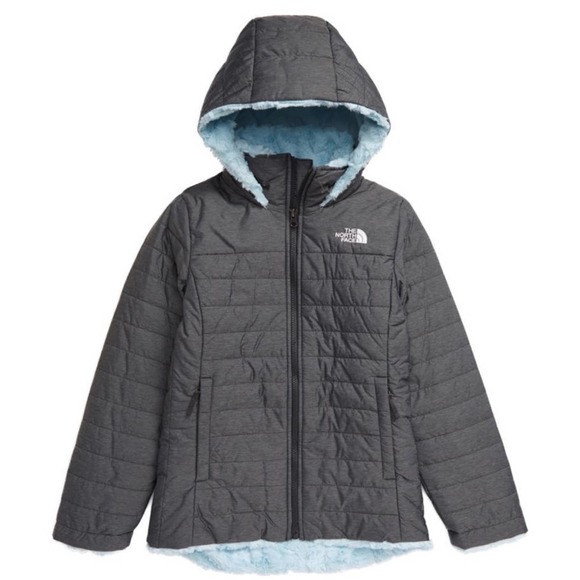 NWT The North Face Girls' Mossbud Swirl Parka in Gray & Starlight Blue (Sz. XXS) - Picture 1 of 8